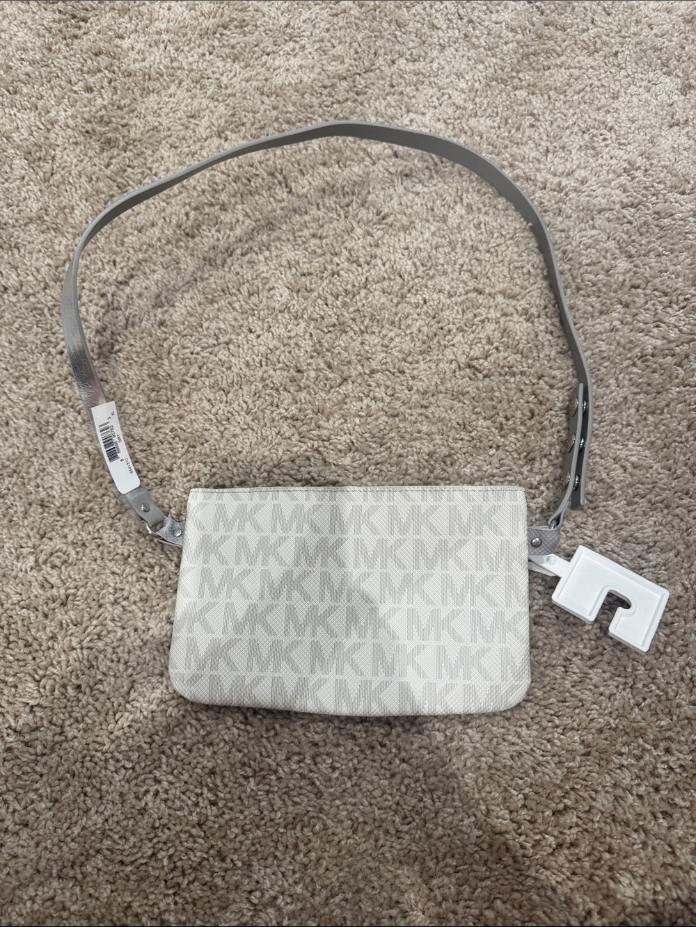 Michael Kors White Logo-Print Crossbody with Silver Chain Trim - Picture 2 of 3